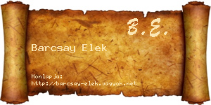 Barcsay Elek névjegykártya