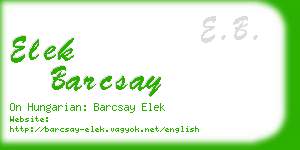 elek barcsay business card